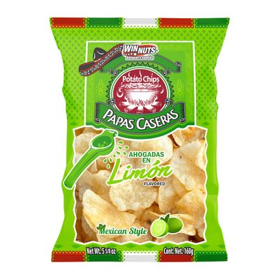 Winnuts Papas Caseras Lim n 5.6oz (Lemon Flavor Kettle Chips) (3 pack)