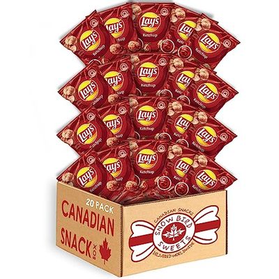 Lays ketchup chips 20 Pack Minis (40g each) ketchup lays chips lays ketchup chips canada lays ketchup potato chips canadian lays ketchup chips lays potato chips ketchup flavor - by Snowbird Sweets