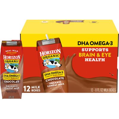 Horizon Organic Shelf-Stable 1 Lowfat Milk Boxes with DHA Omega-3, Chocolate, 8 Fl Oz, 12 Pack