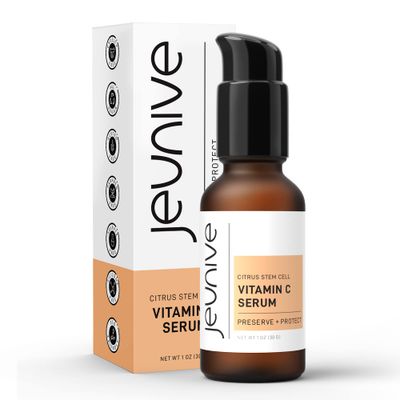 Jeunive Citrus Stem Cells Vitamin C Serum with Anti-Aging Hyaluronic Acid Citrus Stem Cells Day and Night Nourishment to Refresh and Even Blemishes for that Special Glow, 1 oz (28g)