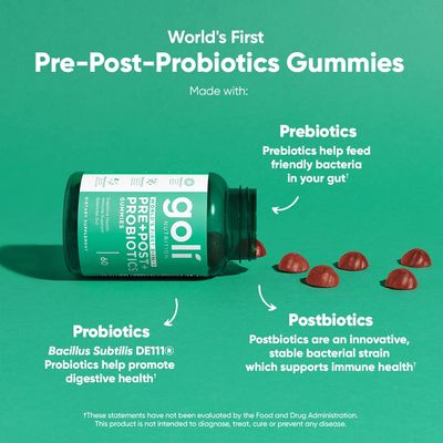 Goli Nutritional Supplement, PrePostProbiotics Gummy - 300 Count - World's First 3-in-1 Gluten-Free, Vegan, Non-GMO, and Gelatin-Free.