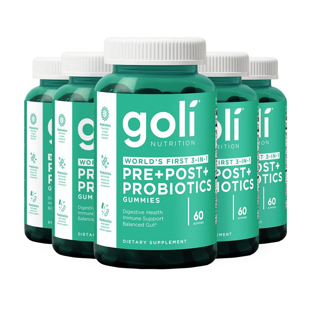 Goli Nutritional Supplement, PrePostProbiotics Gummy - 300 Count - World&#39;s First 3-in-1 Gluten-Free, Vegan, Non-GMO, and Gelatin-Free.