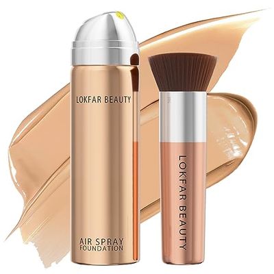 TOSOUATOP Airbrush Foundation Set with Soft Makeup Brush, [Light Weight], [Long Lasting], [Anti-aging Ingredient], [Oil Control Formula], Full Coverage Foundation for All Skin Type, 04 Buff Beige