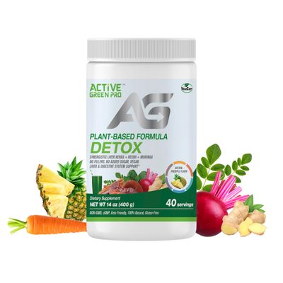 Active Green Pro - Detox Powder, Blend of Synergistic Liver Herbs, Reishi, Moringa Vegetables, Plant-Based Formula, No Fillers, No Sugar Added - 40 Servings