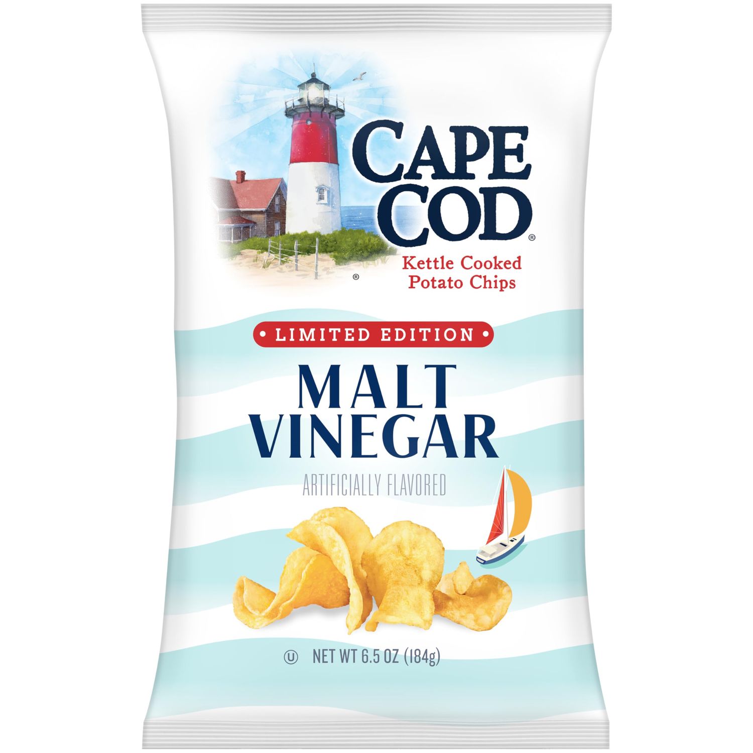 Cape Cod Malt Vinegar Flavored Potato Chips, 6.5 Oz Bag