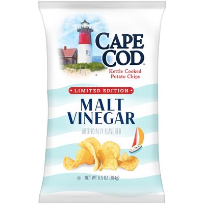 Cape Cod Malt Vinegar Flavored Potato Chips, 6.5 Oz Bag