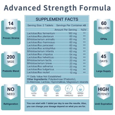 NATURE TARGET Probiotics for Men with Men Care Supplement, Prebiotics Probiotic for Men's Digestive and Immune Health,60 Billion CFUs 14 Strains Shelf Stable, Gluten Soy Free (90 Tablets)