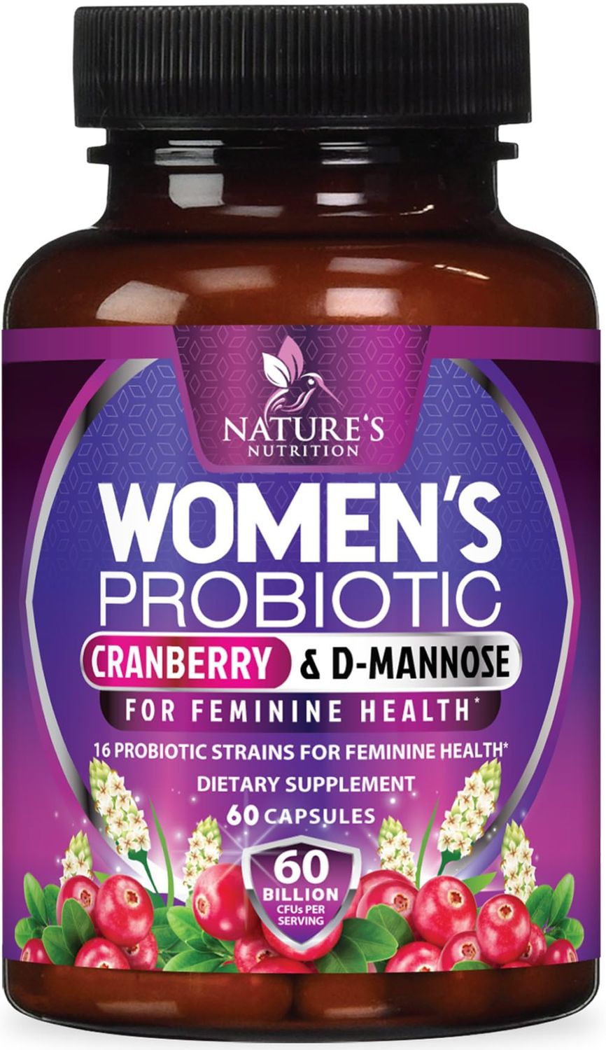 Probiotics for Women 60 Billion CFU - 16 Strains, Prebiotics Cranberry, PH Balance, Digestive Health, Vaginal Immune Support, Womens Probiotic for Gut Health, Shelf Stable - 60 Capsules