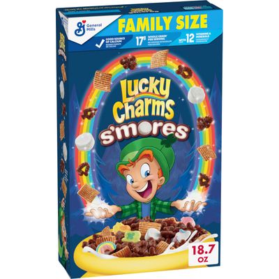 Lucky Charms S mores Cereal with Marshmallows, With Leprechaun Trap, Made With Whole Grain, Family Size, 18.7 OZ