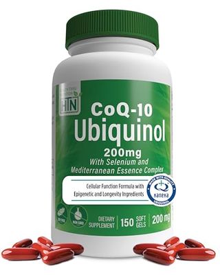 Health Thru Nutrition Ubiquinol 200mg 150 Servings with Selenium and Mediterranean Essence Complex Cellular Function Formula with Epigenetic and Longevity Ingredients Non-GMO Kaneka Qh