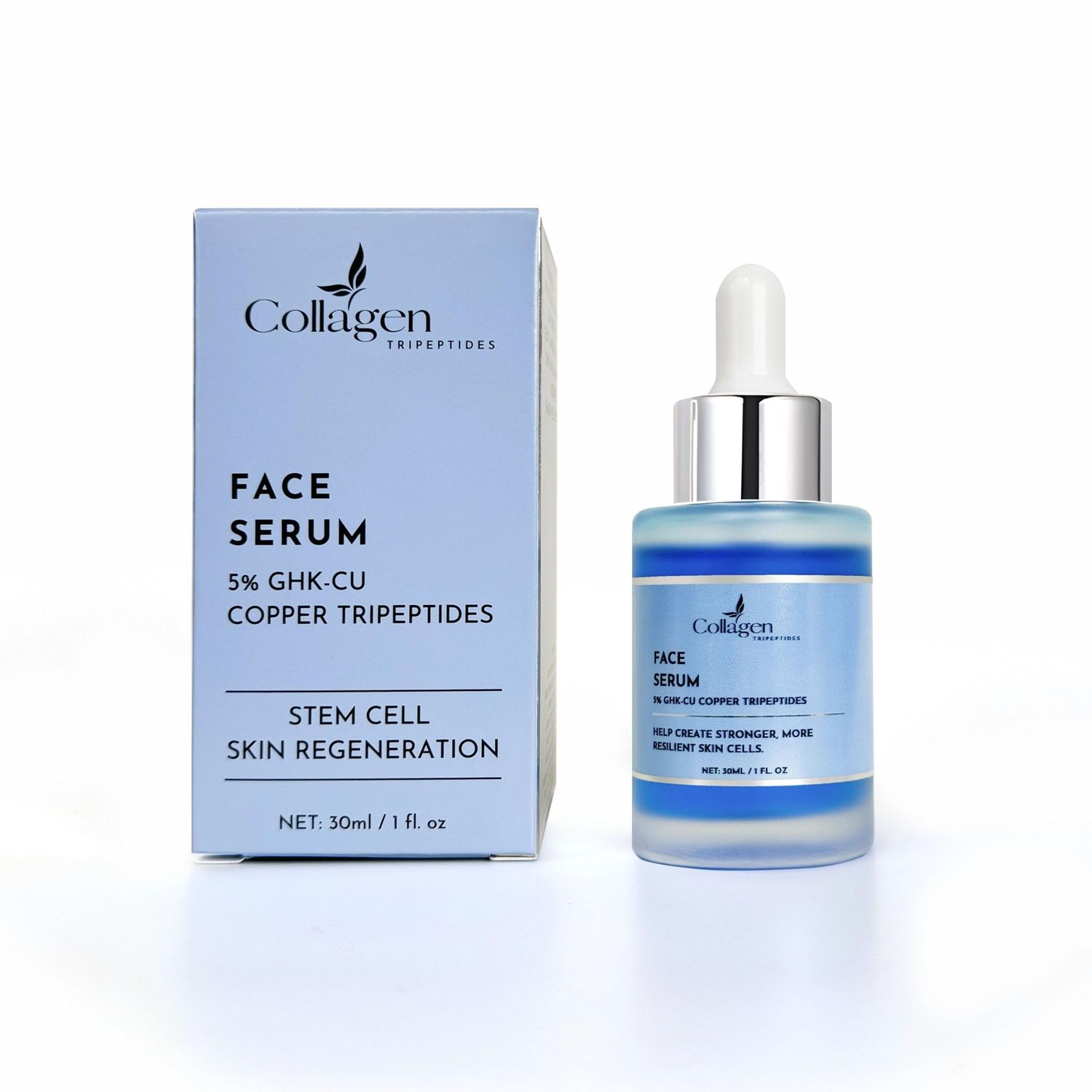 Collagen Tripeptides - 5 Copper Tripeptide-1 with Palmitoyl Tripeptides Face and Neck Essence Oil Skin Revitalizer, Support Anti Wrinkle, Tightening, Collagen - For Men and Women