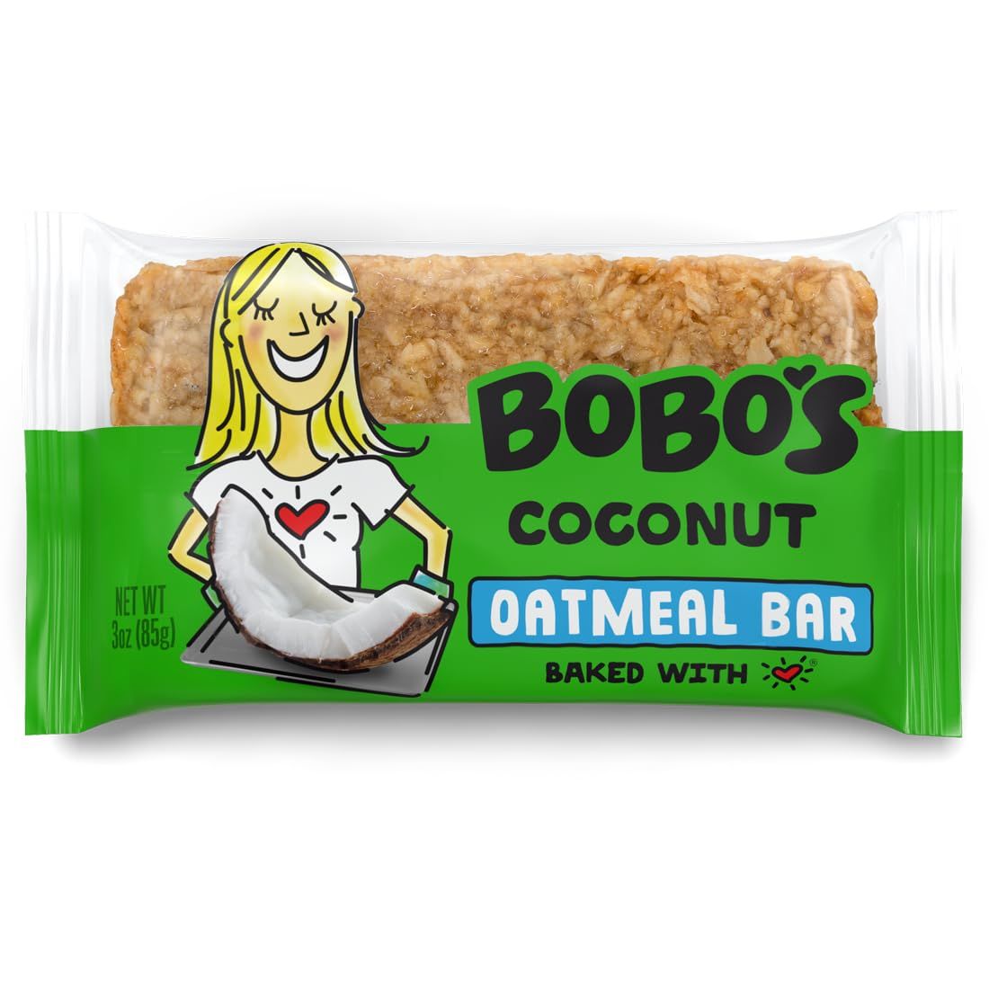 Bobo&#39;s Oatmeal Bars, Coconut, Gluten Free Vegan Whole Grain Oat Bars, Pack of 12