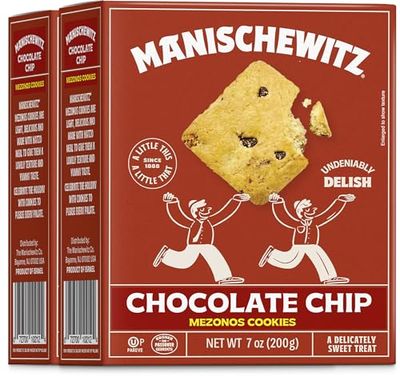 Manischewitz Passover Chocolate Chip Cookies, (2 Pack) 7 oz Crunchy Texture Mezonos Passover Cookies Gebrokts Kosher for Passover