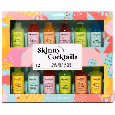 Thoughtfully Cocktails, Skinny Cocktail Mixer Set, Mocktail Non Alcoholic Drinks, Flavors Include Margarita, Moscow and More, Set of 12