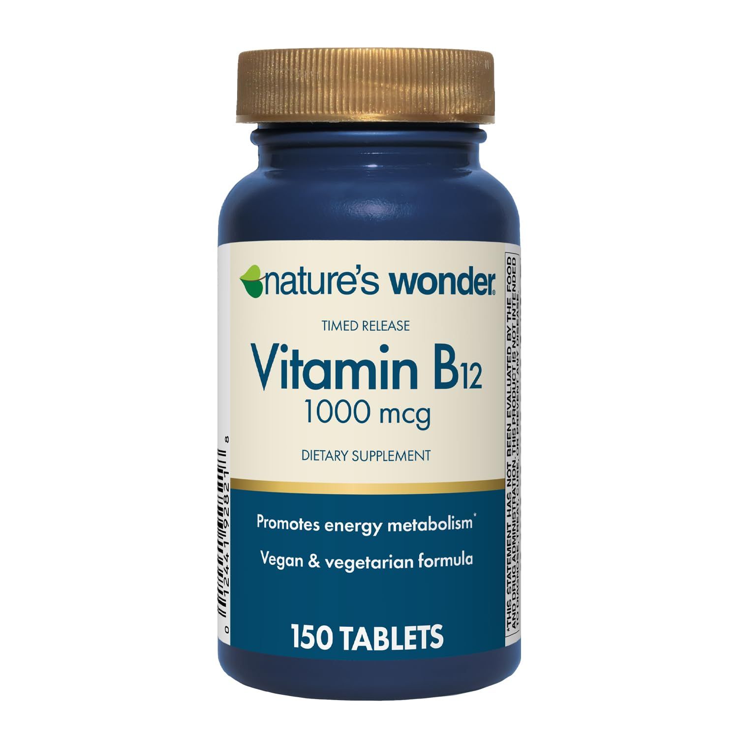 Nature&#39;s Wonder Vitamin B12 1000 mcg Timed Release Tablets for Energy Metabolism, Supports Brain Health and Nervous System Health, 150 Day Supply, 150 Tablets