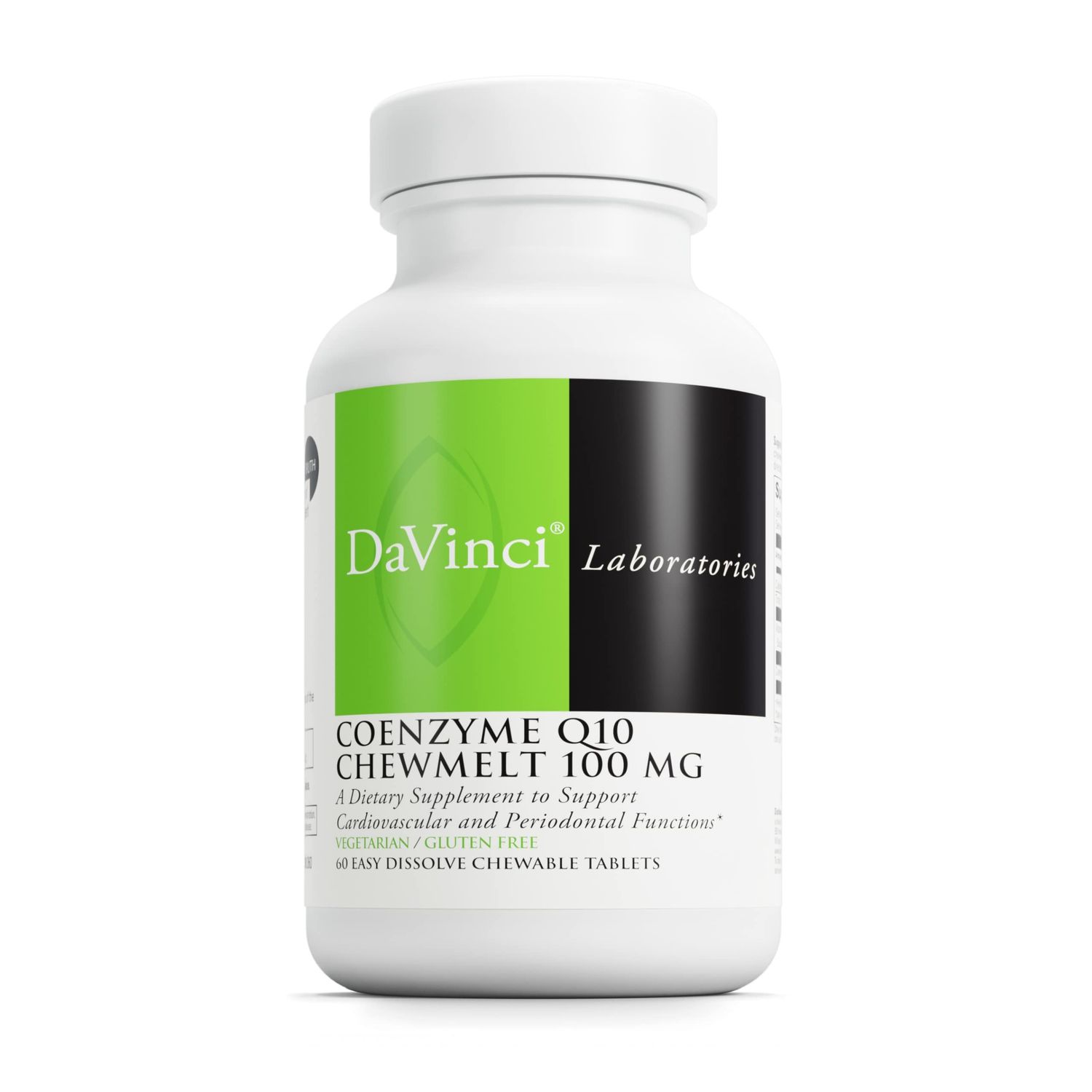 DAVINCI Labs Coenzyme Q10 Chewmelt 100mg - Supports Liver, Brain, Heart Health More with Vitamin E CoQ10 - 60 Chewable Tablets