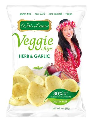 Veggie Chips Herb Garlic (6 Pack of 3 Ounce Individual Bags) - Gluten Free, Non-GMO, Vegan, Zero Trans Fats - Wai Lana