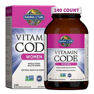 Garden of Life Multivitamin for Women, Vitamin Code Women&#39;s Multi, Whole Food, Vitamins, Iron, Folate not Folic Acid, Probiotics, Vegetarian Supplements for Womens Energy, 240 Count