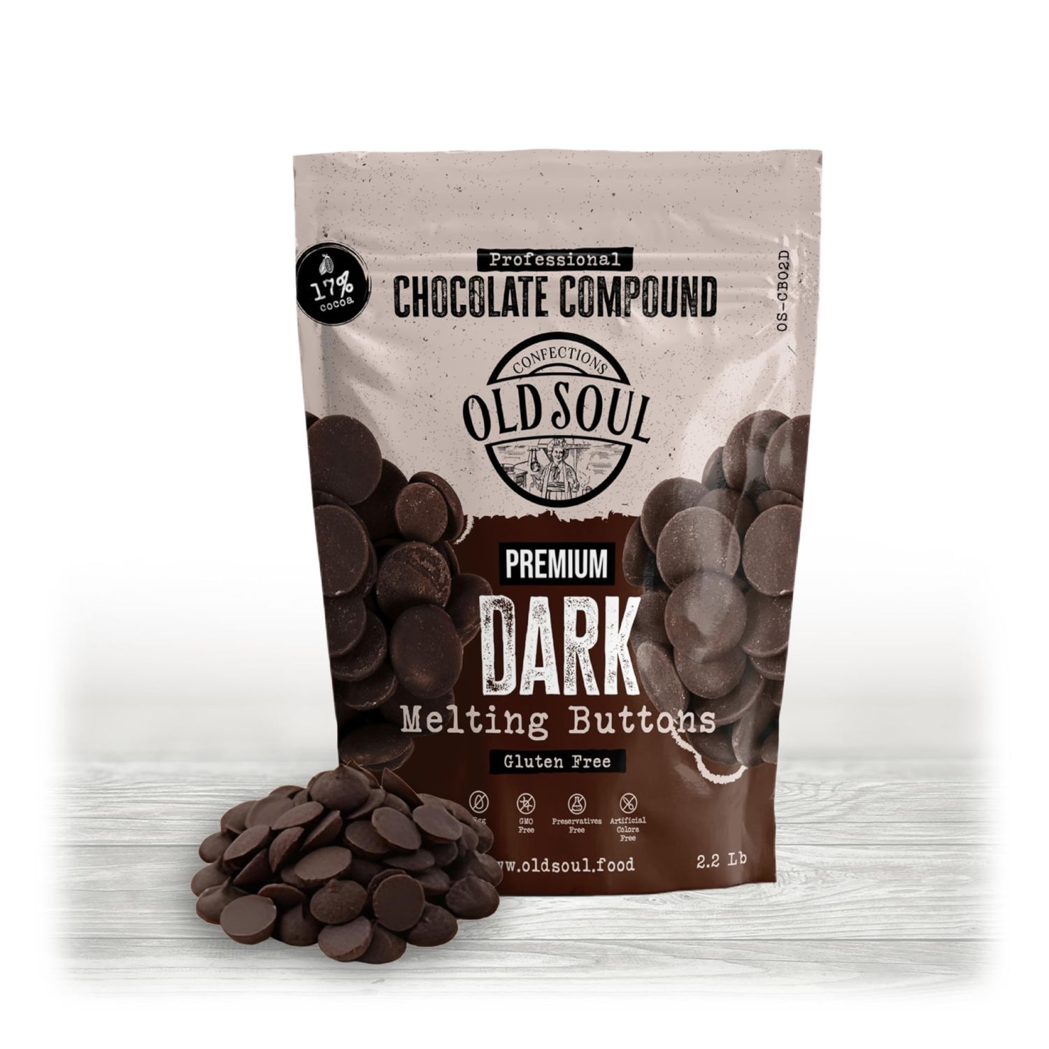 OLDSOUL Chocolate Compound Buttons 2.2 lb Dark Chocolate 17 Real Cocoa Smooth Melting Perfect for Baking Desserts (2.2 lbs, Dark Chocolate)