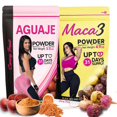 Bigger Butt, Wider HIPS Thicker Legs - Aguaje CurvyFruit Maca 3 Powder (Black, Red Yellow Blend) - Natural Booty Curve Enhancer - 1 Month Supply