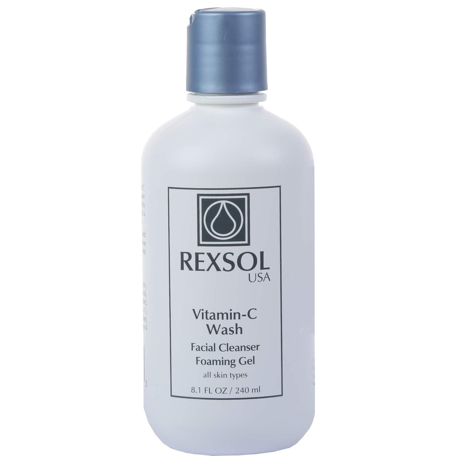 REXSOL Vitamin C Foaming Gel Face Wash Anti-Aging Cleanser for Sensitive Skin Natural Daily Facial Cleanser with Vitamins A E - 8.1 OZ