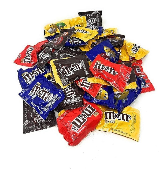 M Ms Assorted Fun Size Packs-1.5 lbs Packs Milk Chocolate, Peanut, Carmel, and Peanut Butter Combo American Candy Bulk Pantry Party Size Wholesale Multipack Variety Bag (24-OZ)