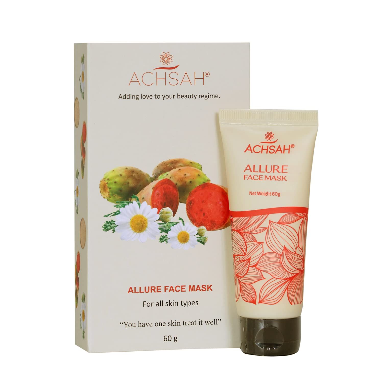ACHSAH Allure Face Mask Betalain Pigments Vitamin k Amino Acids for all Skin Type No Parabens Sulphate For Men Women Refreshing Resurfacing Skin 60gm2.1 Oz