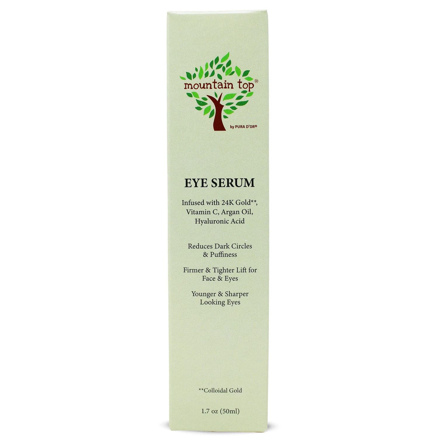 MOUNTAIN TOP Eye Serum Infused with 24K Gold, Vitamin C, Argan Oil, Hyaluronic Acid - For a Tighter Lift and Reduction in Appearance of Wrinkles, Fine Lines, and Dark Circles (1.7oz)