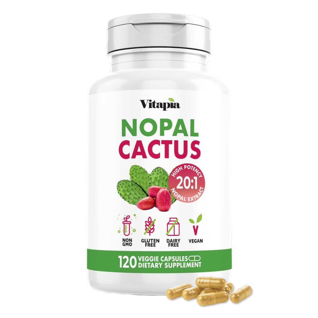 Vitapia Nopal Cactus Extract for Antioxidant, Skin, Metabolism, Wellness, Heart Health Support - 120 Veggie Capsules - Non-GMO, Gluten-Free, Vegan-Friendly Supplement