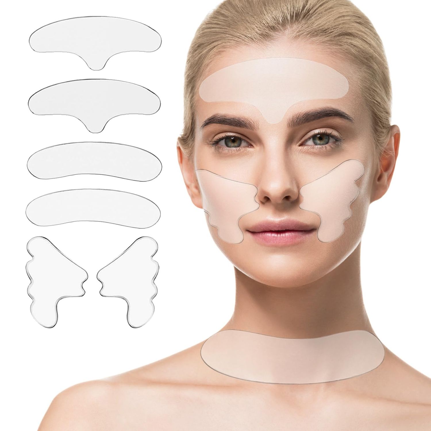GEIMIY Forehead Neck Wrinkle Patches, Anti Wrinkle Silicone Facial Patches for Face Overnight to Reduce Fine Wrinkles, Neck Lines, Reusable Anti-Ageing Wrinkles Treatment for Women