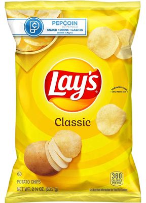 Lays Classic Potato Chips, 2.25 Ounce - 24 per case.