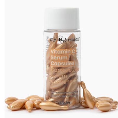 Masque Bar My Ingredients 10 Vitamin C Serum Capsules for Face - Serum Capsule for Evening Out Skin Tone Instant Hydration, Korean Skin Care Treatment, 30 Mineral Oil Free, Paraben Free Capsules
