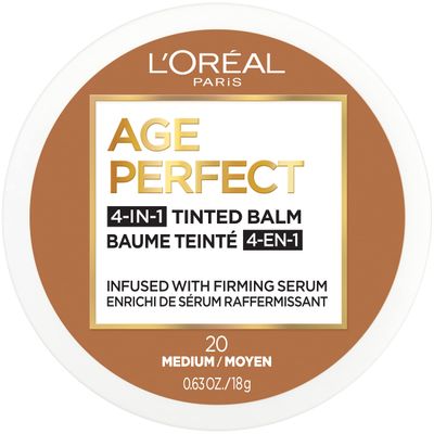 L&#39;Oreal Paris Age Perfect 4-in-1 Tinted Face Balm Foundation with Firming Serum, Medium 20, 0.61 Ounce