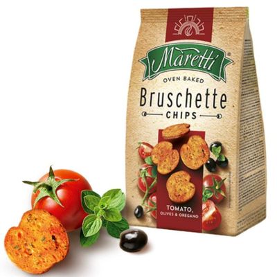 Maretti Oven Baked Bruschette Chips Tomato, Olives Oregano 70gm