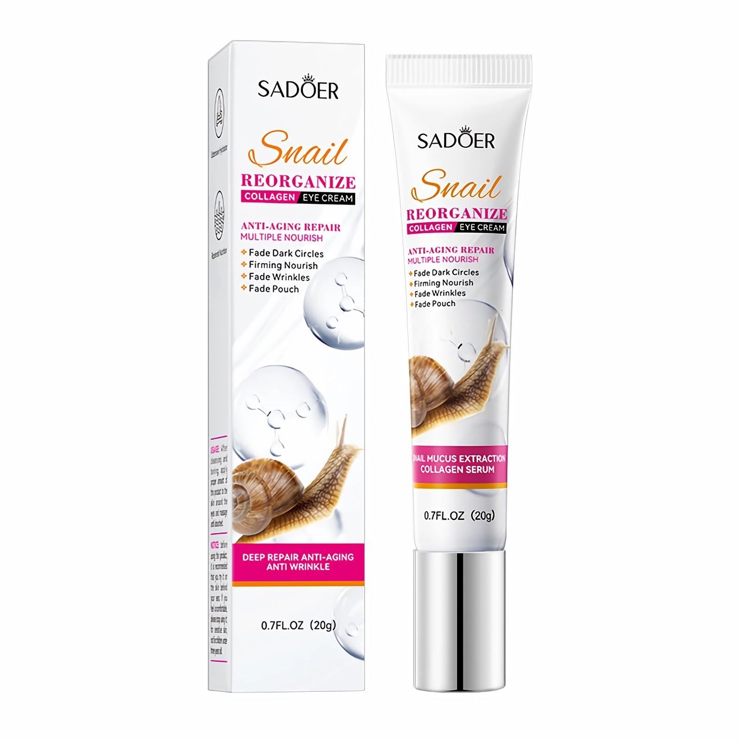 Snail Recombinant Collagen Eye Cream,Snail Repair Eye Cream with Snail Mucin Extract and Collagen,Anti-Aging Moisturizerfor Blemish Care - Effective Eye Repair and Anti-Wrinkle Formula (1PCS)