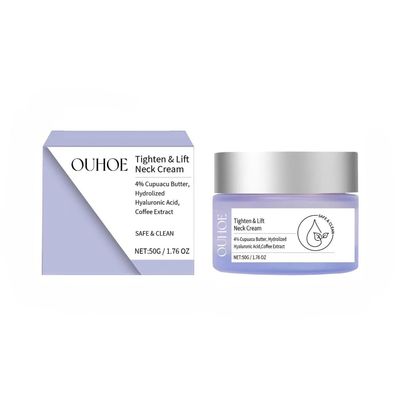 OUHOE Tighten and Lift Neck Cream, Anti-Aging Treatment for Wrinkles and Sagging Skin, Advanced Rapid Hydrating and Firming Formula, Korean Skin Care, Suitable for All Skin Types (1.76 oz)