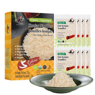 YUHO Organic Shirataki Rice 8 Pack Organic Konjac Oat Rice Ready to Eat Vegan Gluten Free Low Carb Calorie Sugar Free Plant-Based Soy Free Paleo and Keto Friendly 53.61 Oz