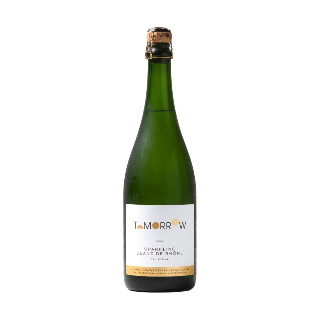 Tomorrow Cellars Non-Alcoholic Blanc de Rh ne, Sparkling Wine, Crisp and Dry, Low Sugar and Calories, Award-Winning, De-Alcoholized from Northern California, 24.5 FL Oz Bottle