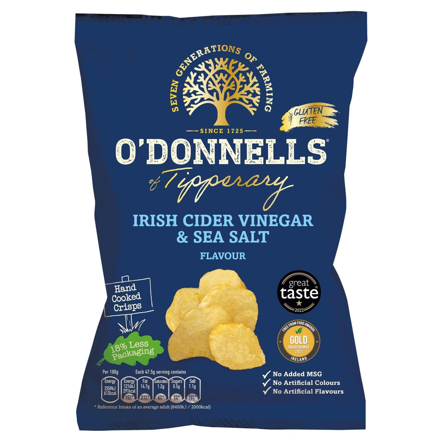 O&#39; Donnells Salt Vinegar 47.5g (1.7oz) 8 Pack