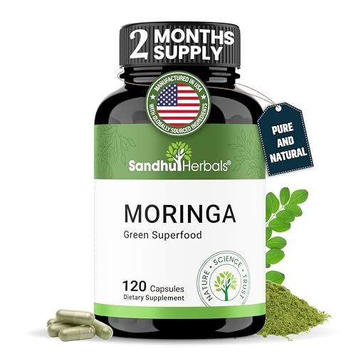 Pure Moringa Capsules for Women Men 120 Count Green Antioxidant Natural Superfood Maringa Oleifera Supplement Supports Immune, Skin, Bone Gut Health