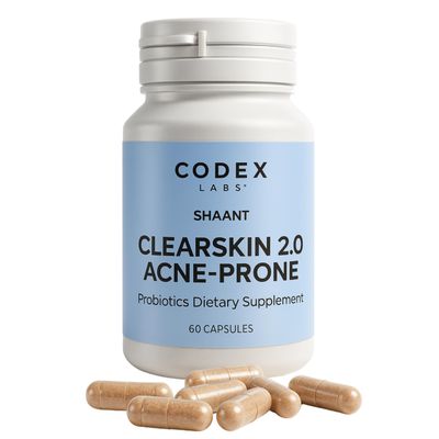 Codex Labs Acne-Prone Skin Probiotic Supplement - 9-Probiotic Strains with Green Tea Guggul - Dermatologist Tested - Vegan, Cruelty-Free, 30-Day Supply - Shaant ClearSkin