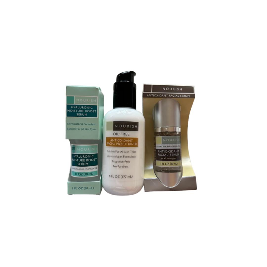 Generic Trader joes Face Nourish Bundle - Antioxidant facial moisturizer 6 fl oz, Antioxidant Facial Serum 1 fl oz, Hyaluronic Moisture Boost Serum 1 fl oz