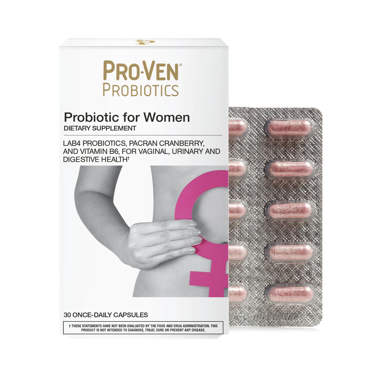 Pro-Ven Multi-strain Probiotics For Women Supports Vaginal and Urinary Tract Health 30 Capsules Lactobacillus, Cranberry, Vitamin B6 Packed With 17.5 Billion CFUs Vegetarian Vegan Friendly
