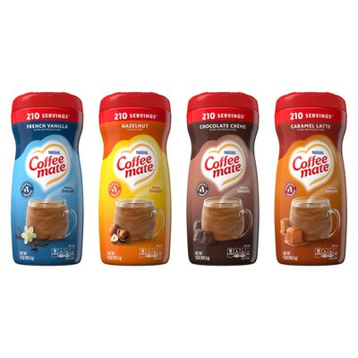 Nestle Coffee mate Flavored Creamer 4 Pack Variety Pack (15 oz bottles) - Chocolate Cr me, French Vanilla, Hazelnut, Caramel Latte