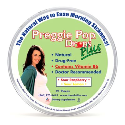 Preggie Pop Drops Plus 21 Drops Vitamin B6 for Morning Sickness Nausea Relief during pregnancy Safe for pregnant Mom Baby Gluten Free Two Flavors: Lemon Raspberry