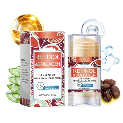Retinol Collagen Neck Facial Care Stick, Anti Aging Neck and D collet Firming Cream - Tighten and Hydrate Skin Day Night Neck Tightening Cream Firm Repair Sagging Rejuvenates Skin- 1 Pack