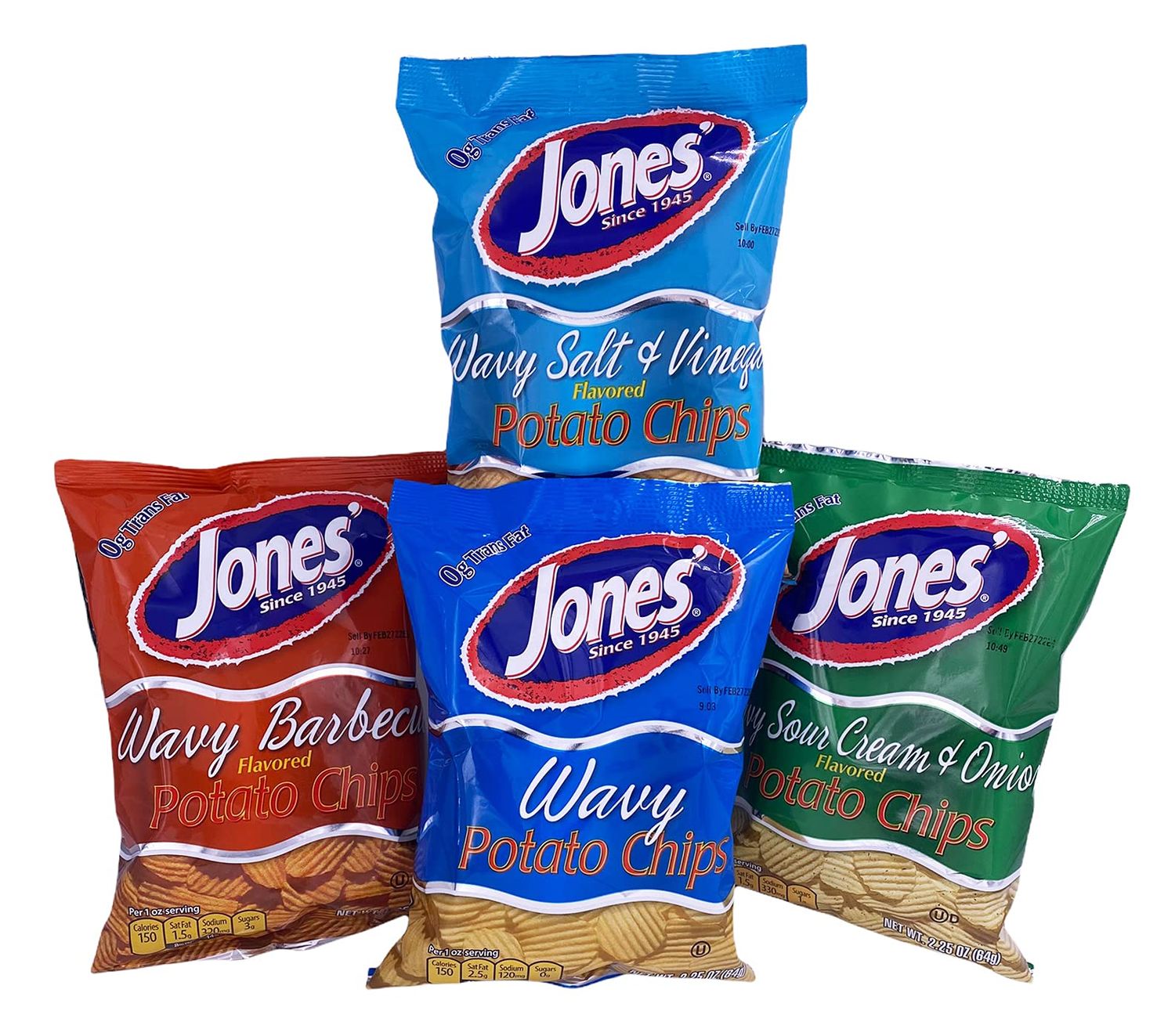 Jones&#39; Potato Chips, 2.25 oz (Variety Box) Pack of 4
