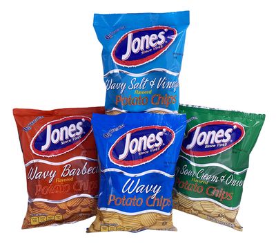 Jones&#39; Potato Chips, 2.25 oz (Variety Box) Pack of 4