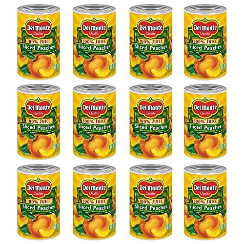 Del Monte Yellow Cling Sliced Canned Peaches in 100 Juice, 15 oz Can (Pack of 12 Cans)