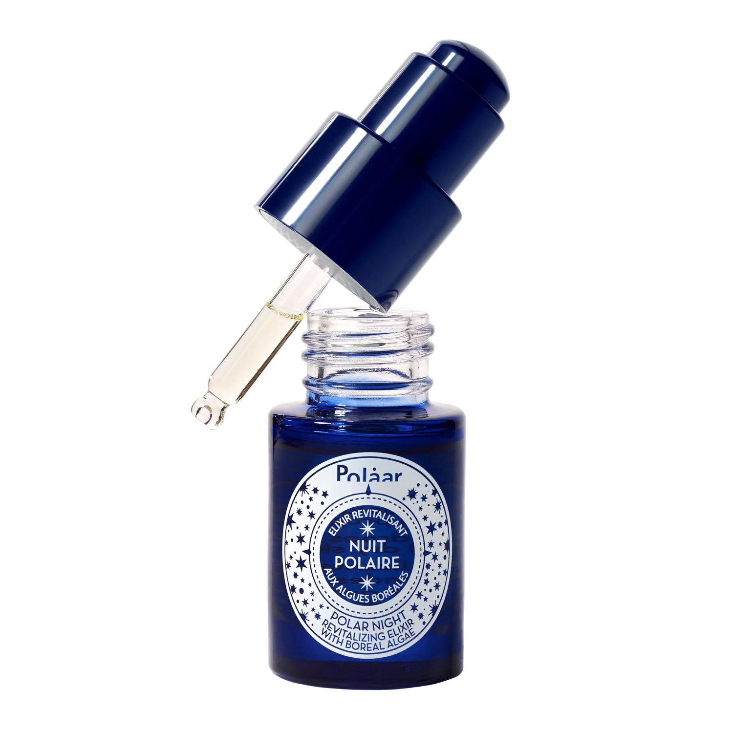 Pol ar - Polar Night Revitalizing Elixir Face Serum with Boreal Algae - Anti-Aging Night Oil Under Eye Wrinkles, Fine Lines Age Spots Smoothing, Regenerating - 99 Natural, Vegan Made in France 0.5